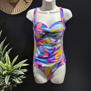 Romenza Targo sweeheart neckline,draped waist, adjustable straps, padded swim